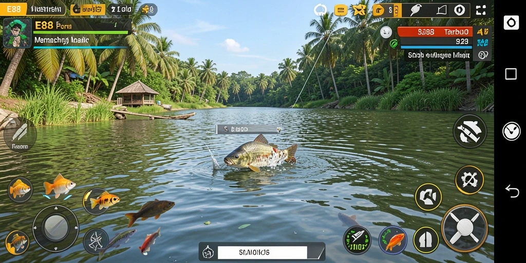 Tampilan gameplay memancing yang realistis dan seru.
