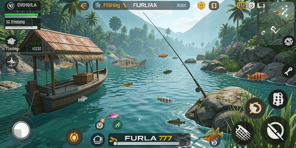Tampilan gameplay FURLA77 yang menarik dan realistis saat memancing.