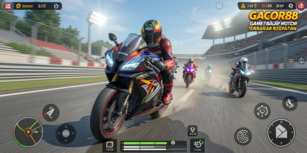 Gameplay GACOR88 dengan balapan motor yang penuh aksi.