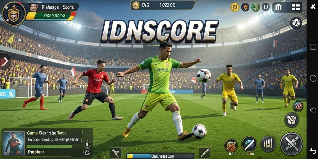 Tampilan gameplay seru dalam IDNSCORE yang penuh aksi olahraga.