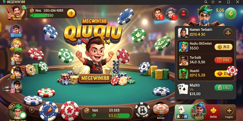 Screenshot gameplay MEGEWIN188 yang menunjukkan keseruan bermain QiuQiu.