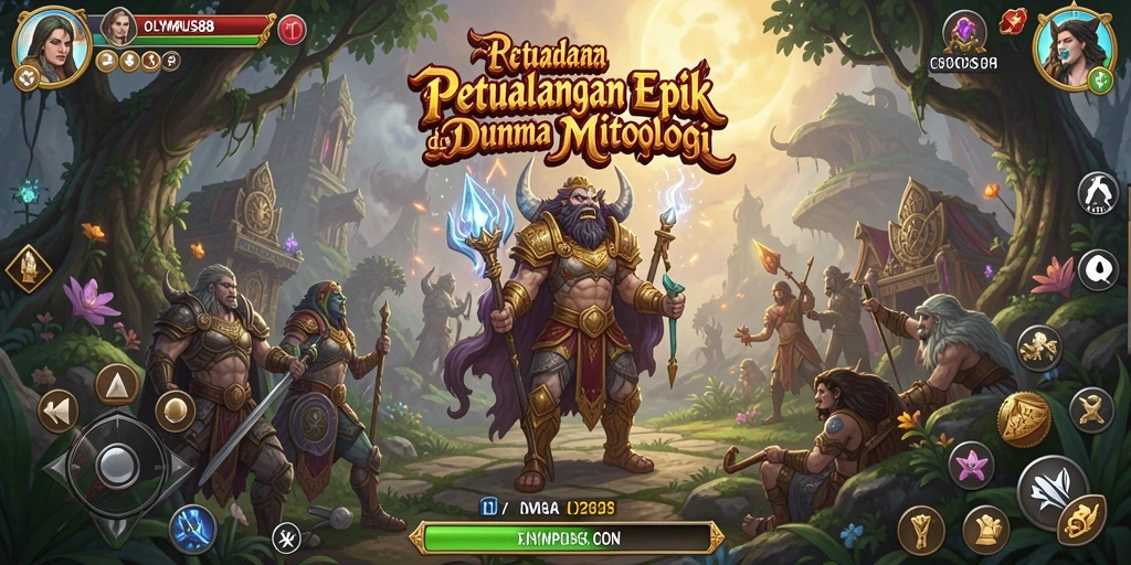 Screenshot utama OLYMPUS88 menampilkan pemain yang menjelajahi dunia mitologi yang indah.