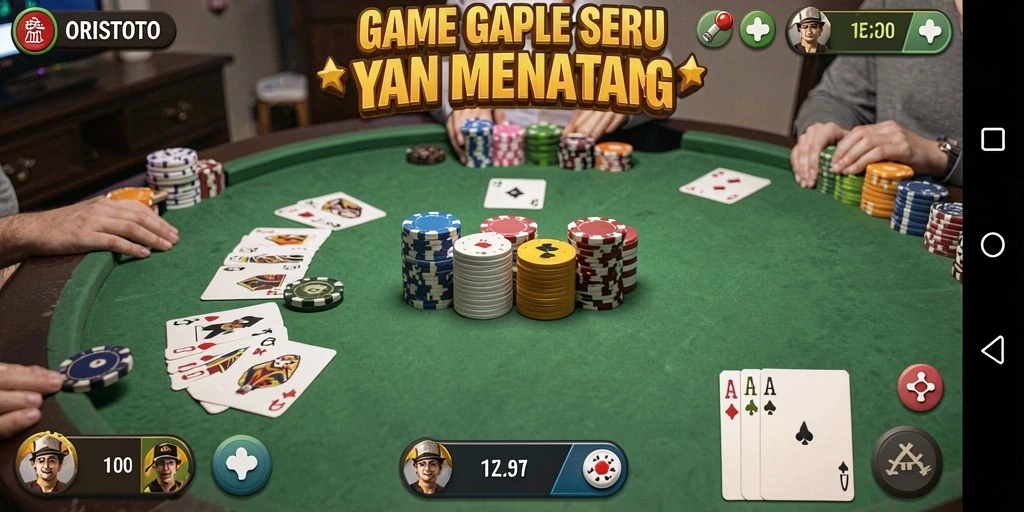 Tampilan seru gameplay Gaple di ORISTOTO.