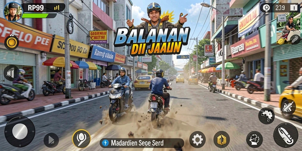 Tampilan gameplay seru di balapan jalanan RP99.