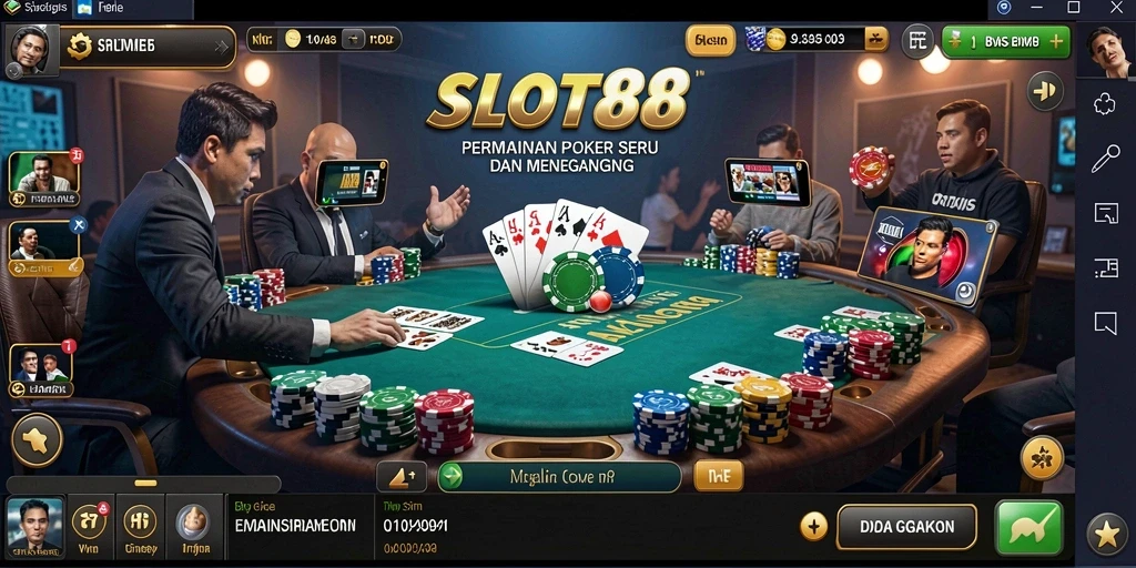 Tampilan gameplay SLOT88 yang menarik dan seru saat bermain poker.