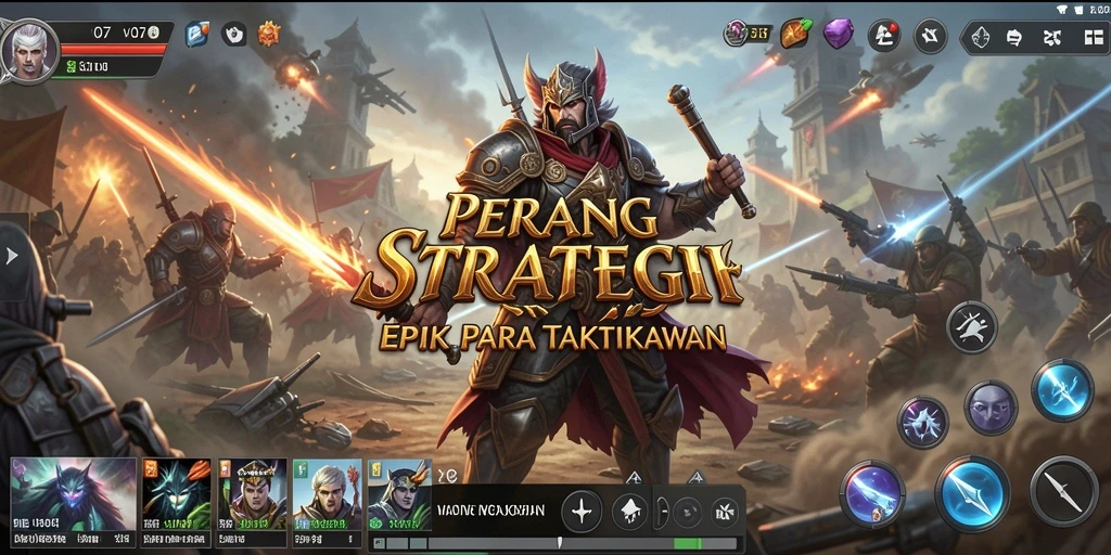 Tampilan gameplay epik dalam permainan strategi V07 yang penuh taktik.