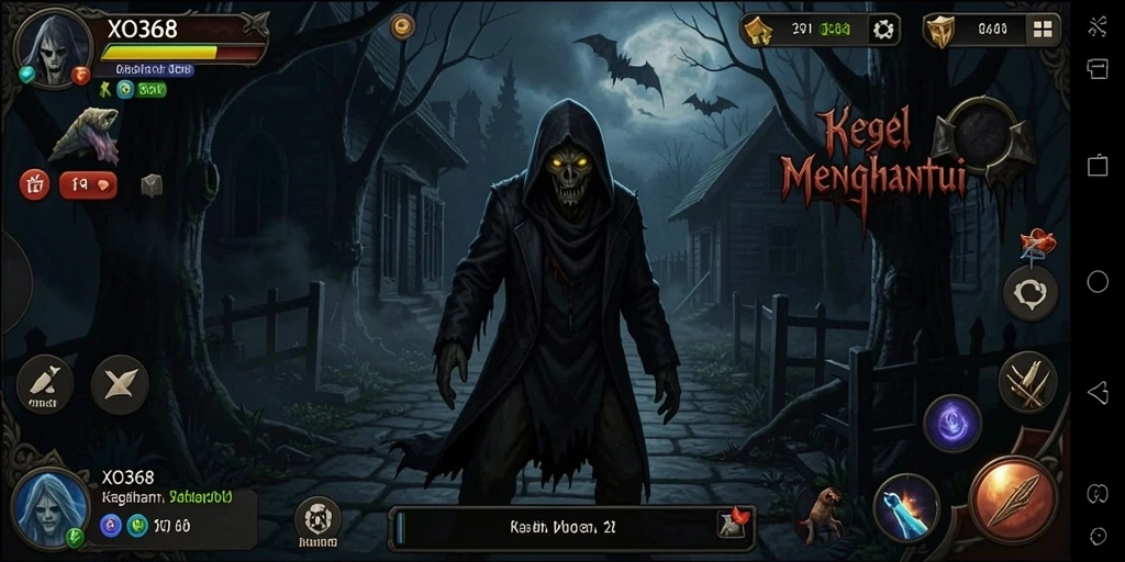 Gameplay XO368 menampilkan suasana mencekam dan tantangan yang menyeramkan.